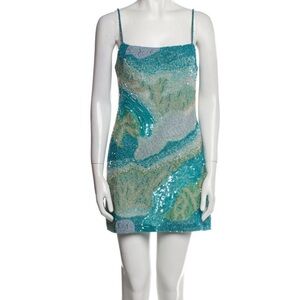 Cult Gaia Sequin Mini Dress in Blue and Green